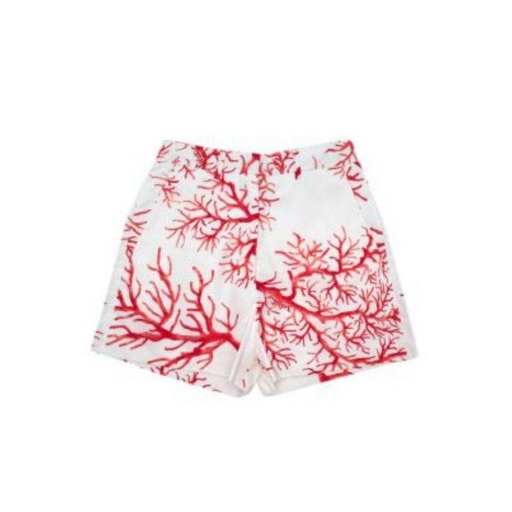 VALENTINO Archive '68 Print White Shorts with Red Coral Motif rare NTW